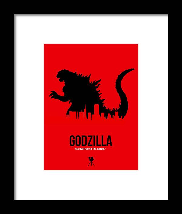 Godzilla Framed Print featuring the digital art Godzilla by Naxart Studio