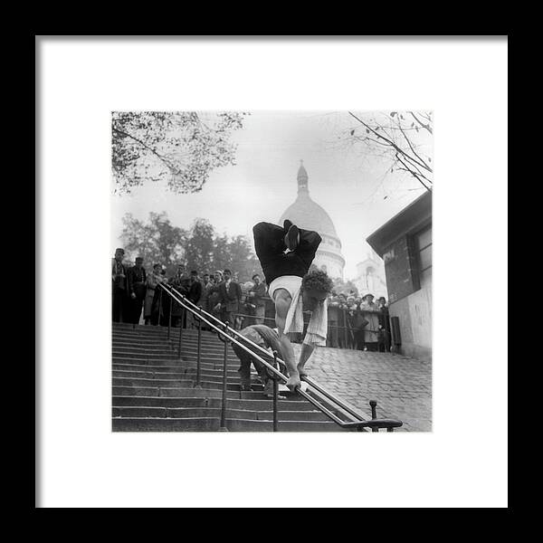 1950-1959 Framed Print featuring the photograph Going Down The Ramp At Montmartre By by Keystone-france