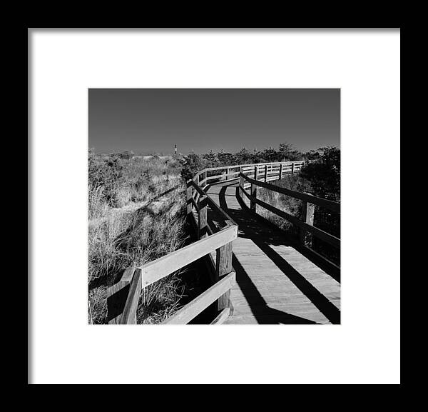 Lighthouse Framed Print featuring the photograph Going to the Lighthouse black and white by Stacie Siemsen