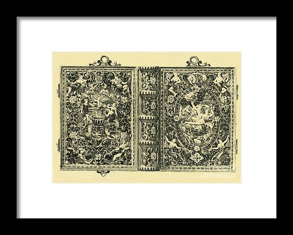 Engraving Framed Print featuring the drawing Gold Book Cover by Print Collector