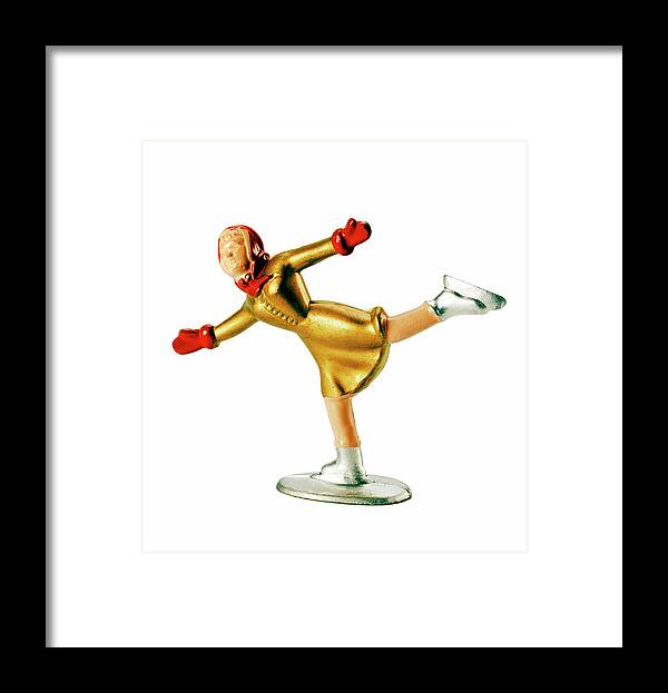 Accessories Framed Print featuring the drawing Gold Ice Skater Wearing Red Mittens by CSA Images