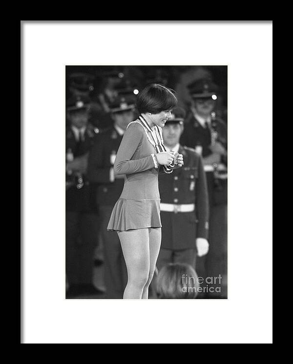 Event Framed Print featuring the photograph Gold Medal Olympic Skater Dorothy Hamill by Bettmann