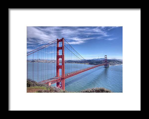 Grass Framed Print featuring the photograph Golden Gate Bridge by Jouko Van Der Kruijssen
