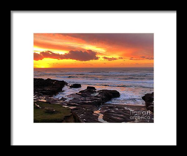 Winter Framed Print featuring the painting Golden Hour Low Tide by Jeanette French