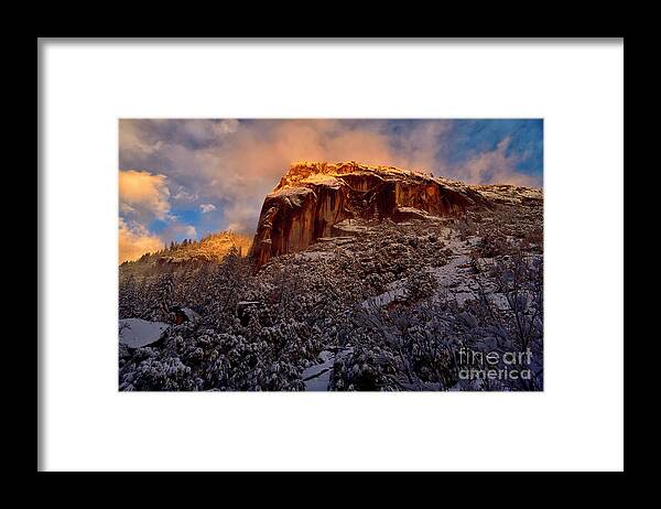 Yosemite Framed Print featuring the photograph Golden Mountaintop at Yosemite by Amazing Action Photo Video