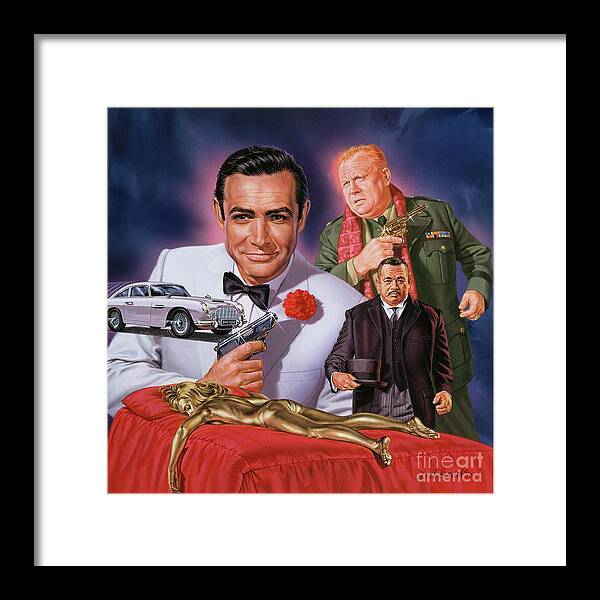 James Bond Framed Print featuring the painting Goldfinger by Dick Bobnick