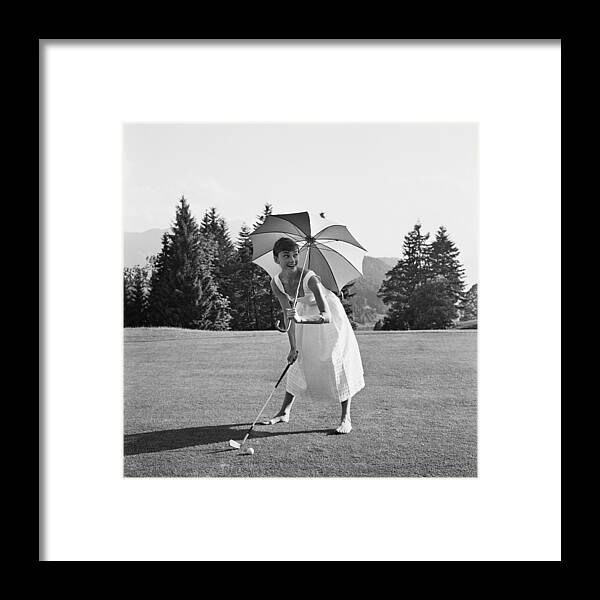 Belgium Framed Print featuring the photograph Golfing Hepburn by Hulton Archive