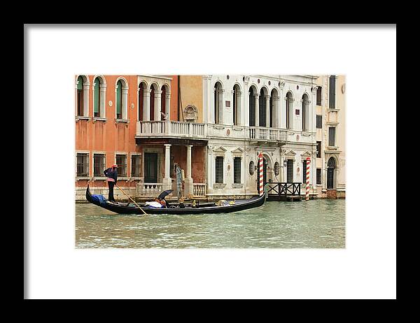 People Framed Print featuring the photograph Gondola, Venice by Rusm
