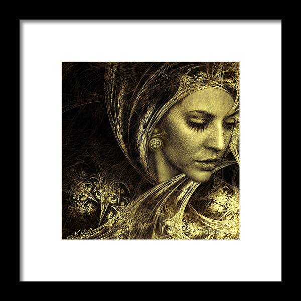 Woman Framed Print featuring the mixed media Good as gold by Kira Bodensted