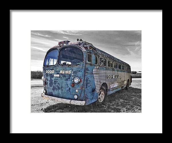 Bus Framed Print featuring the photograph Good News Still Travels by Andrea Platt