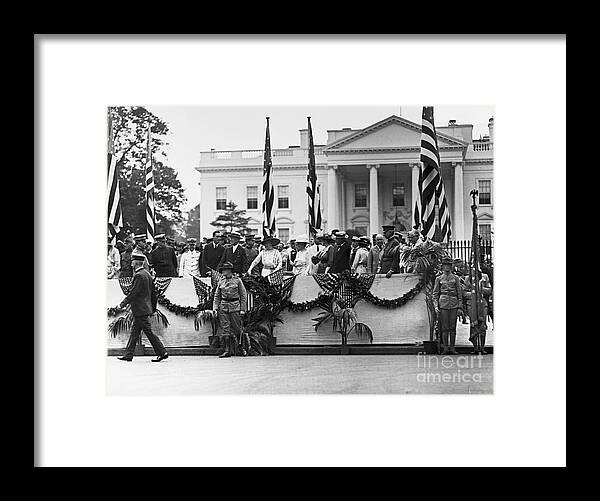 Crowd Of People Framed Print featuring the photograph Government And Military Leaders Watch by Bettmann
