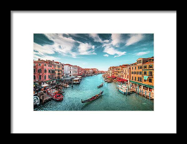 Landscape Framed Print featuring the painting Grand Canal Venice with Gondolas by Dean Wittle
