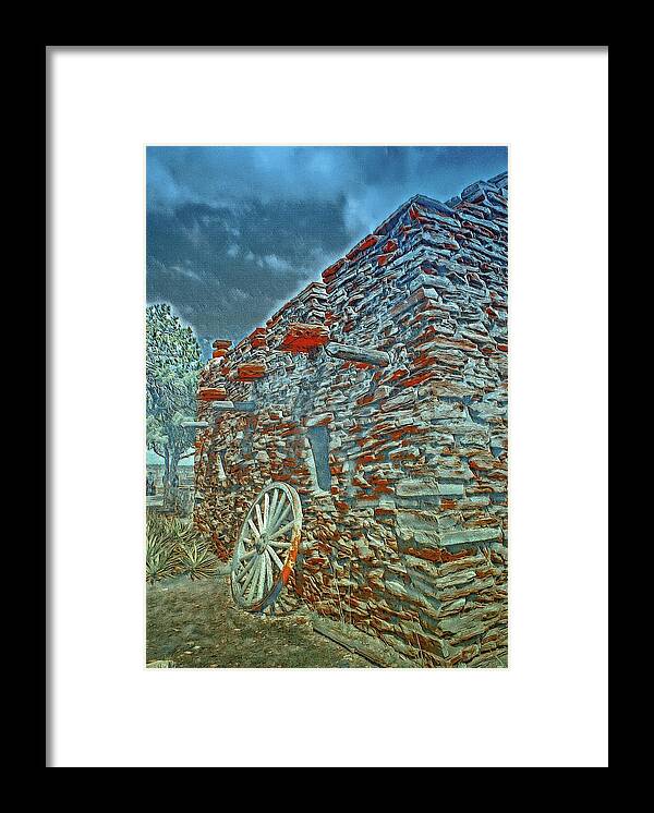 Grand Canyon. Southern Rim Grand Canyon Framed Print featuring the digital art Grand Canyon Stone House by Jerry Cahill
