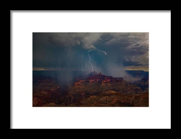 Cloud Framed Print featuring the photograph Grand Canyon Under Thunderstorm by Zihan Zhang