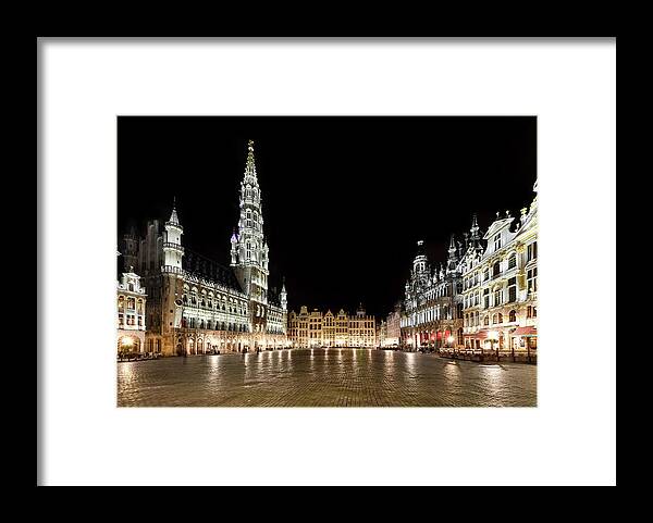 Scenics Framed Print featuring the photograph Grand Place Illuminated At Night by Sir Francis Canker Photography