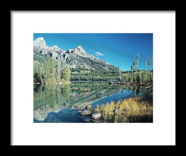 Reflective Mountain Lake Framed Print featuring the photograph Grand Teton 09 by Gordon Semmens