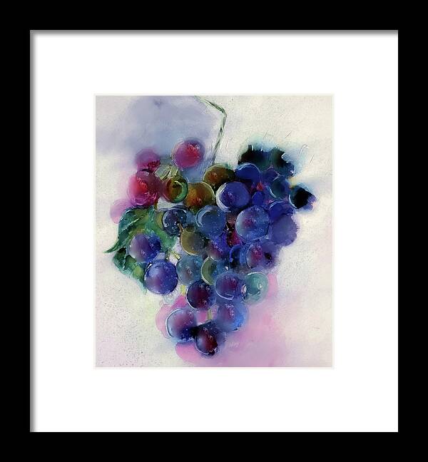 Grapes Framed Print featuring the painting Grape Harvest Watercolor Painting by Lisa Kaiser
