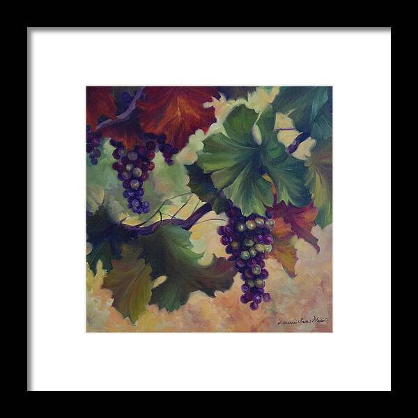 Botanicals Framed Print featuring the painting Grapes on Vine by Laurie Snow Hein