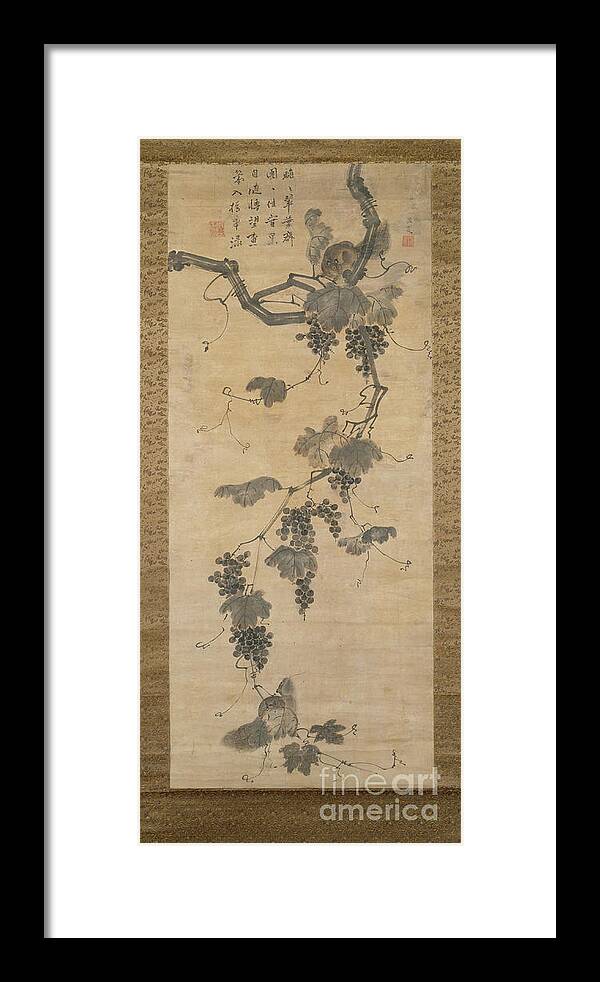 Korea Framed Print featuring the drawing Grapevine And Squirrels by Heritage Images