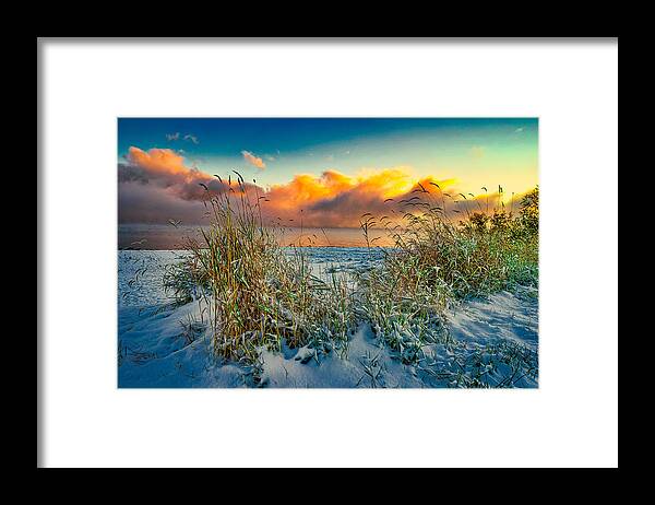 Idaho Framed Print featuring the photograph Grass and Snow Sunrise by Tom Gresham