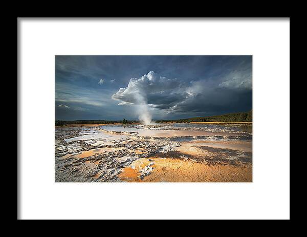 Blue Framed Print featuring the photograph Great Fountain Geyser by Alan Majchrowicz