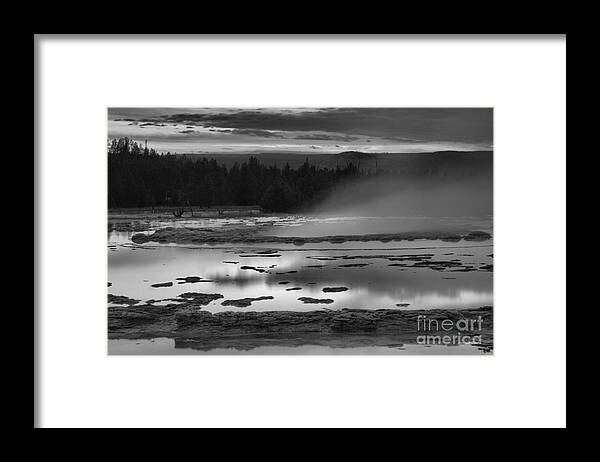 Great Framed Print featuring the photograph Great Fountain Geyser Sunset Closeup Black And White by Adam Jewell