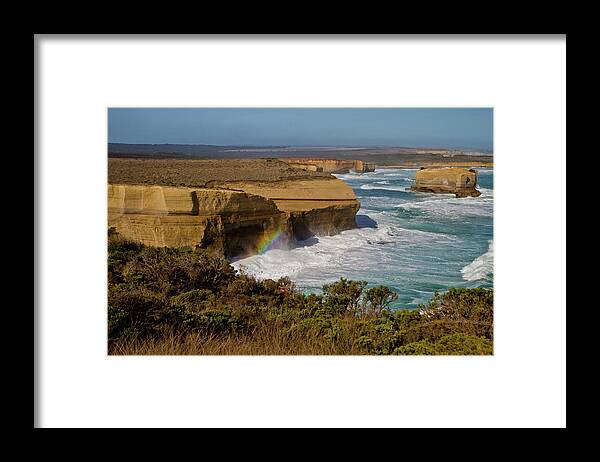 Tranquility Framed Print featuring the photograph Great Ocean Road Rainbow by Peta Jade