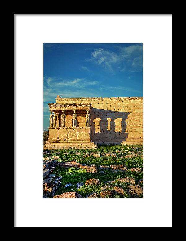 Estock Framed Print featuring the digital art Greece, Athens, Acropolis, Erechtheion, Temple Of Athena Polia by Claudia Uripos