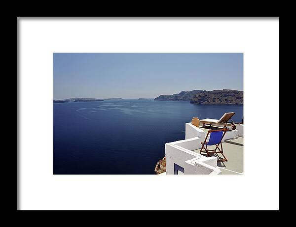 Scenics Framed Print featuring the photograph Greek Sunbeds by Oversnap