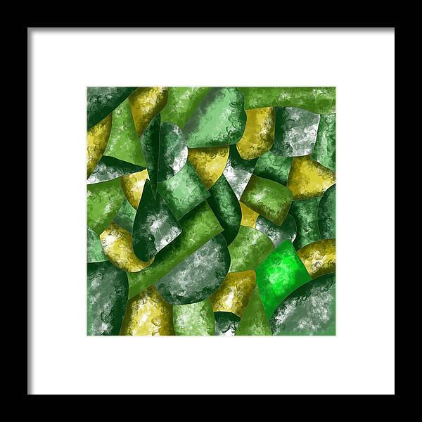 Green Framed Print featuring the painting Green abstraction by Patricia Piotrak