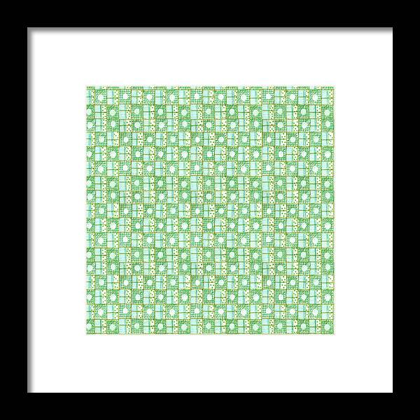 Pattern Framed Print featuring the mixed media Green Freehand Check by Effie Zafiropoulou