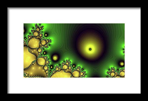 Fractal Framed Print featuring the digital art Green Glowing Bliss Abstract by Don Northup