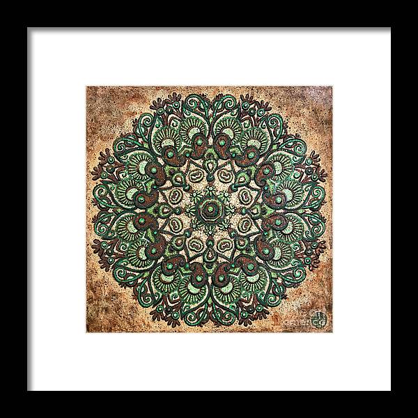 Mandala Framed Print featuring the painting Green Mandala by Amy E Fraser