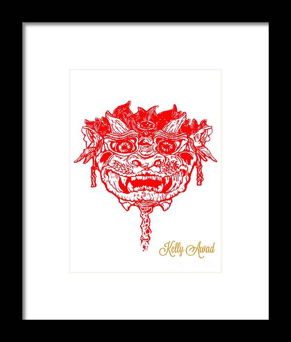  Framed Print featuring the photograph Gremlin in Red by Kelly Awad