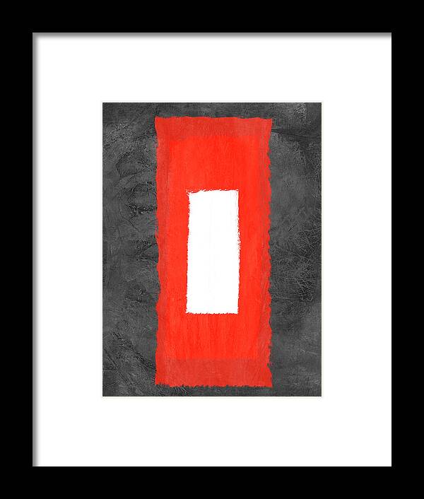Abstract Framed Print featuring the painting Grey and Red Abstract IV by Naxart Studio