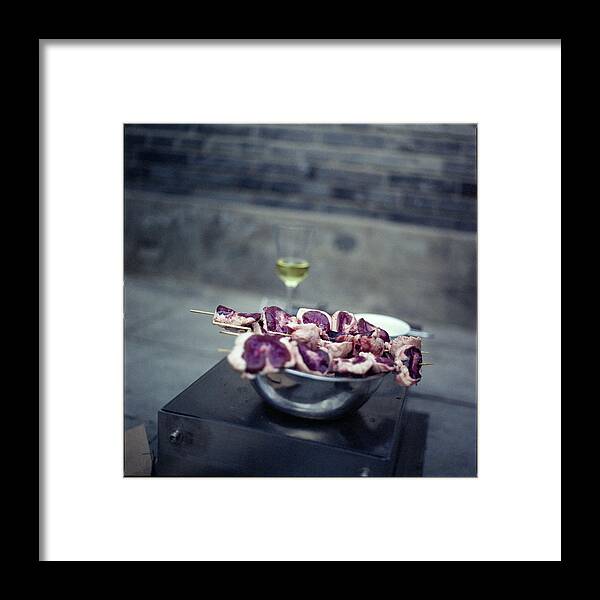 Alcohol Framed Print featuring the photograph Grilled Mutton Kidneys by Oliver Rockwell