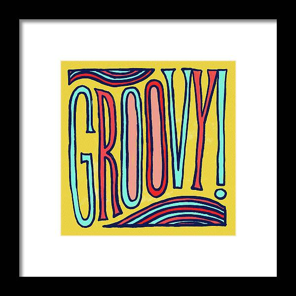 Groovy Framed Print featuring the drawing Groovy by Jen Montgomery