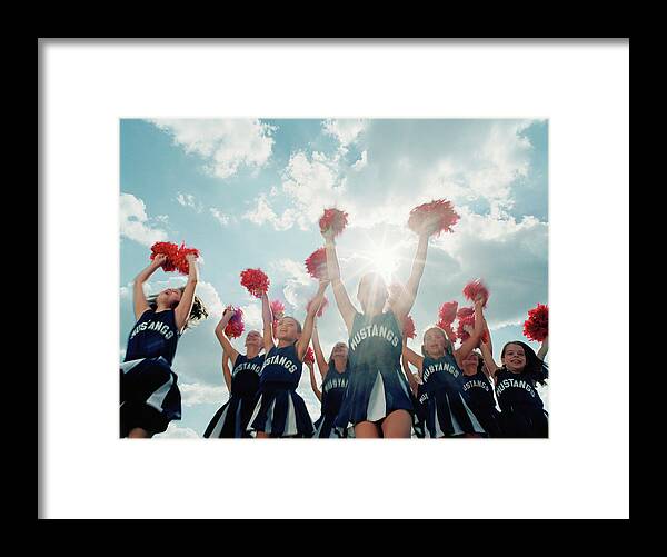 Human Arm Framed Print featuring the photograph Group Of Cheerleaders 8-10 Jumping by Britt Erlanson