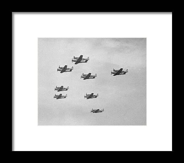 1950-1959 Framed Print featuring the photograph Group Of Military Airplanes In Sky by George Marks