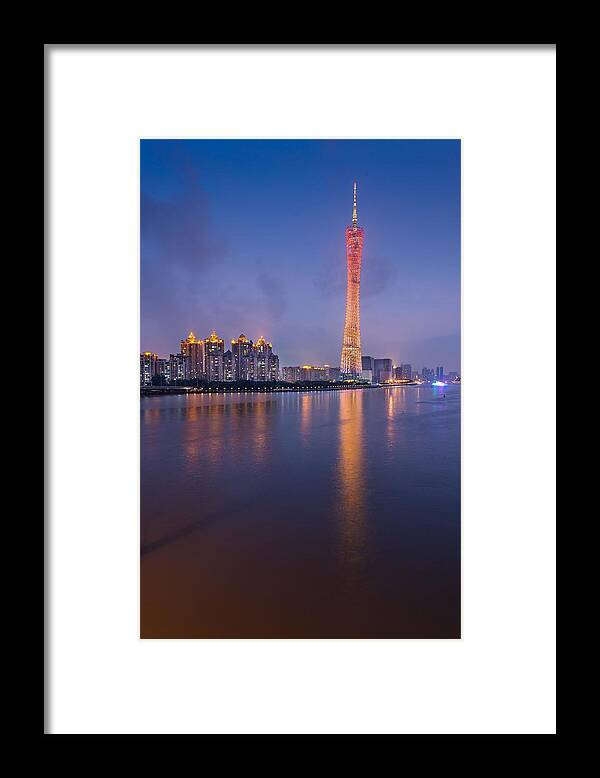 Landscape Framed Print featuring the photograph Guangzhou, China Skyline On The Pearl by Sean Pavone