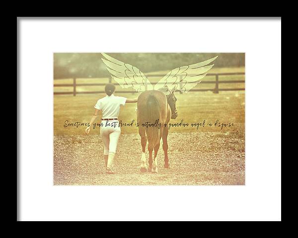 Angel Framed Print featuring the photograph GUARDIAN IN DISGUISE quote by Dressage Design