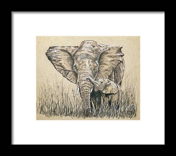 Elephant Framed Print featuring the painting Guidance by Mark Ray