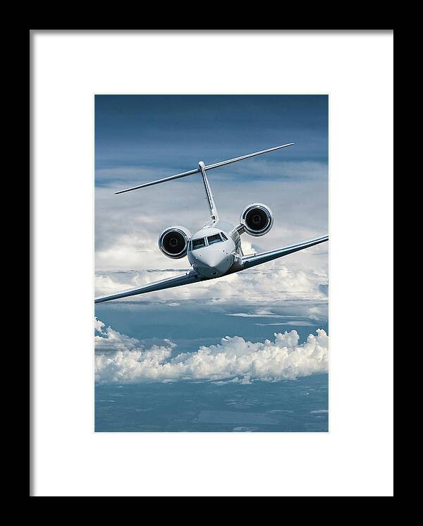 Gulfstream V Business Jet Framed Print featuring the mixed media Gulfstream V Business Jet by Erik Simonsen