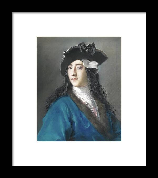 Pastel On Paper Laid Down On Canvas Framed Print featuring the painting Gustavus Hamilton -1710-1746-, Second Viscount Boyne, in Masquerade Costume. by Rosalba Carriera