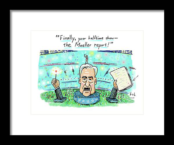 Captionless Framed Print featuring the drawing Halftime Show by Bob Eckstein