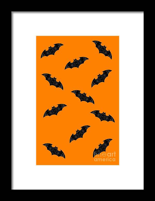 Halloween Framed Print featuring the mixed media Halloween Bats In Flight by Rachel Hannah