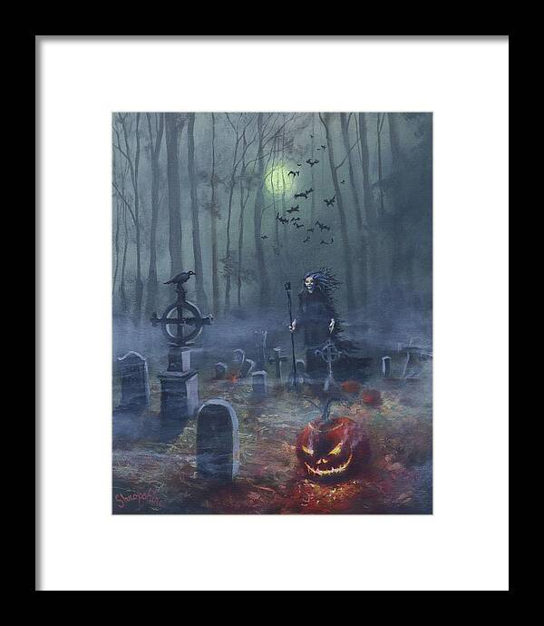 Halloween Framed Print featuring the painting Halloween Night by Tom Shropshire