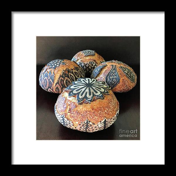 Bread Framed Print featuring the photograph Hand Painted Sourdough Seed Pods 10 by Amy E Fraser
