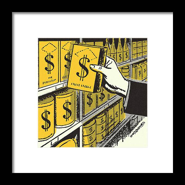 Box Framed Print featuring the drawing Hand Taking a Product Off the Shelf by CSA Images