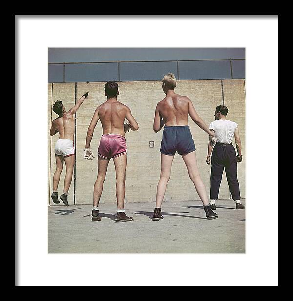 People Framed Print featuring the photograph Handball In Central Park by Slim Aarons